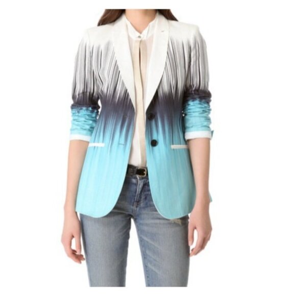 Elizabeth and James Geometric Print Colourful Cotton Linen Blend Summer Blazer 2 - Picture 1 of 5